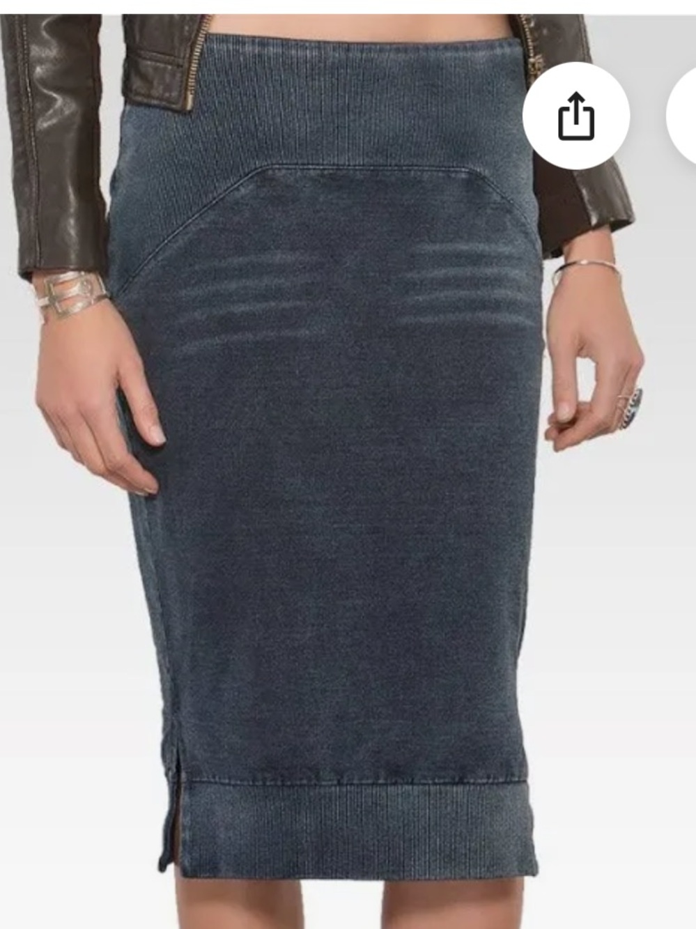 Kelly Indigo Side-Slit French Terry Pencil Skirt